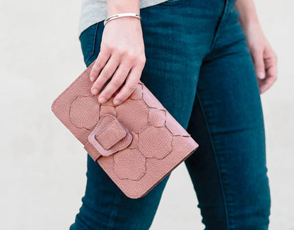 Iole Leather Wallet - Dusty Pink Leather