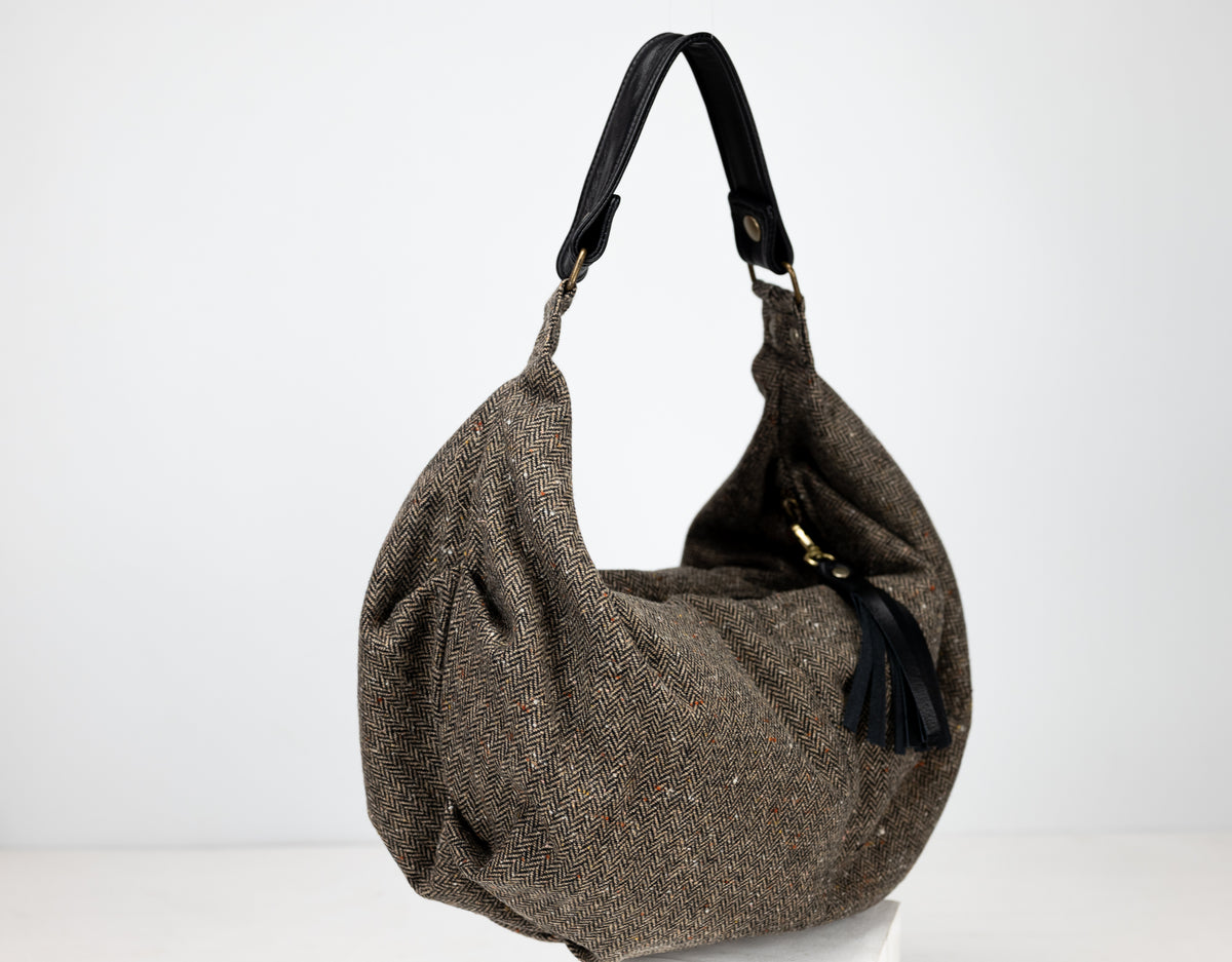 Kallia mini bag - Herringbone wool & leather