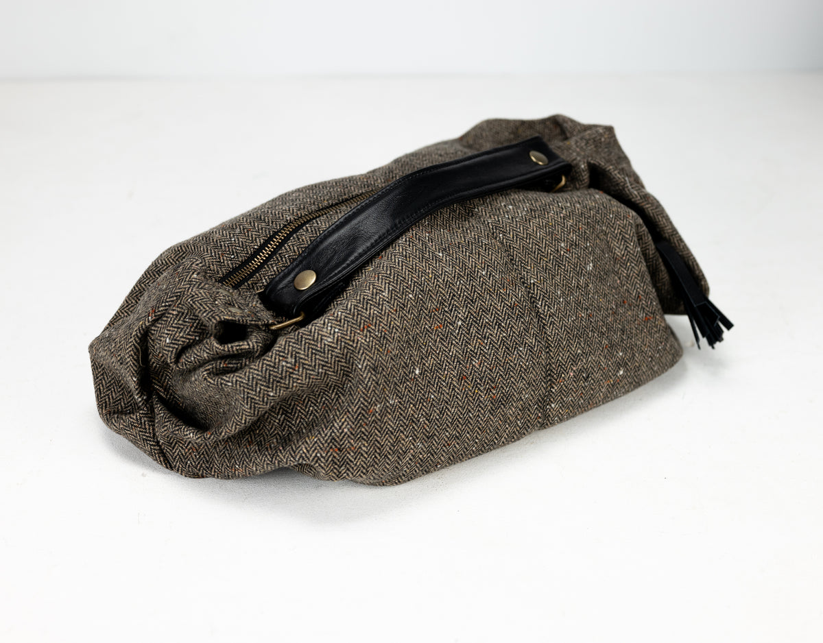 Kallia mini bag - Herringbone wool & leather