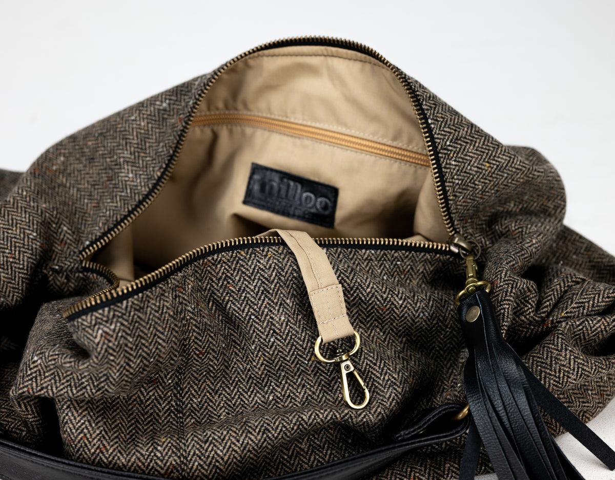 Kallia mini bag - Herringbone wool & leather