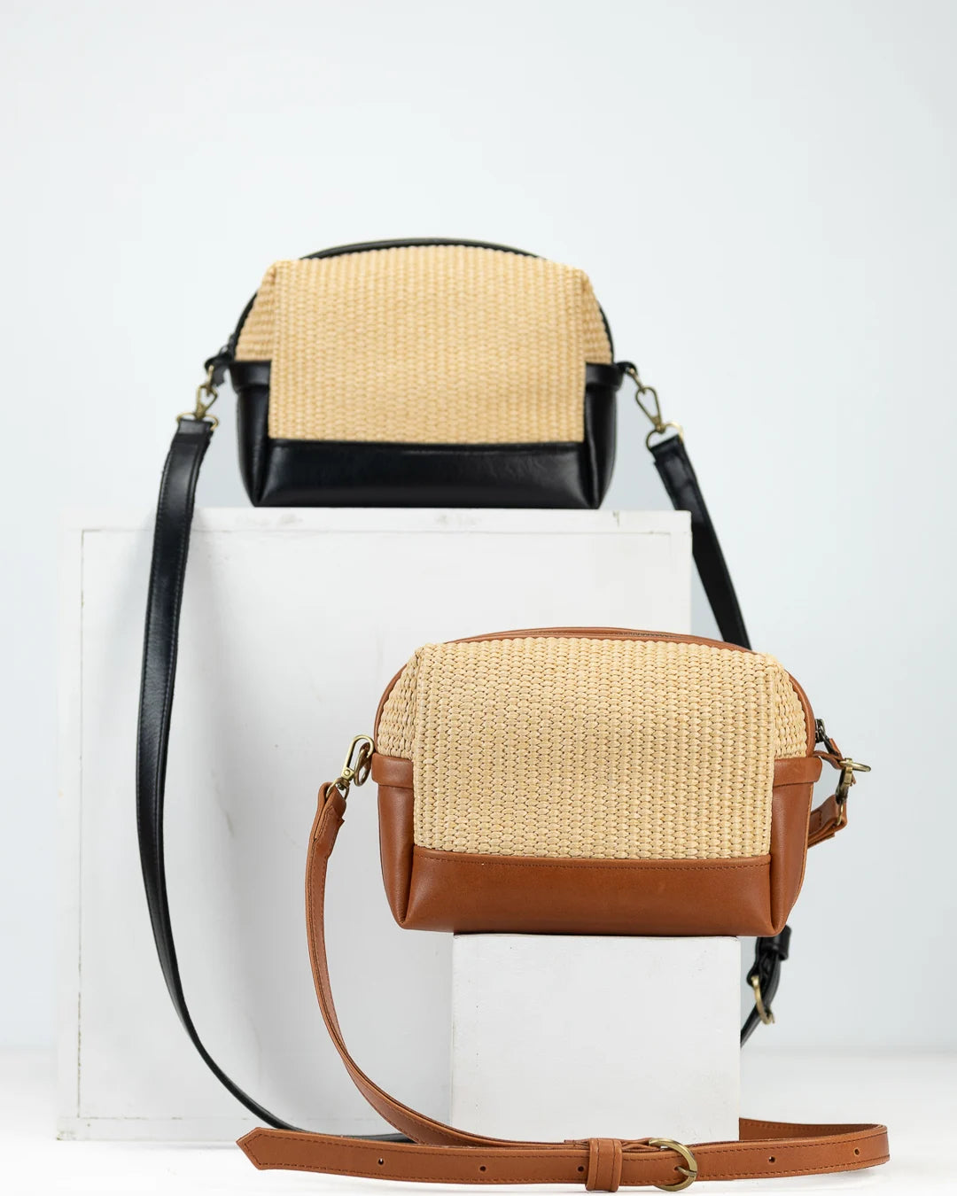 Calliope bag - Leather and Raffia