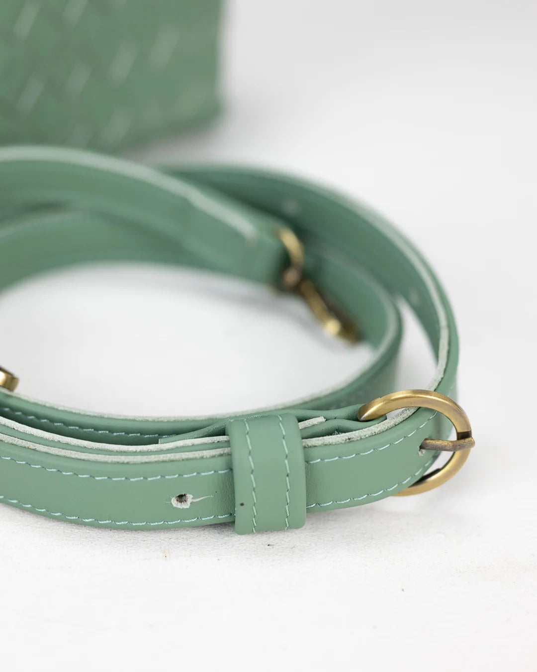 Calliope bag - Handwoven mint green leather