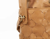 caramel leather handwoven mini bucket bag