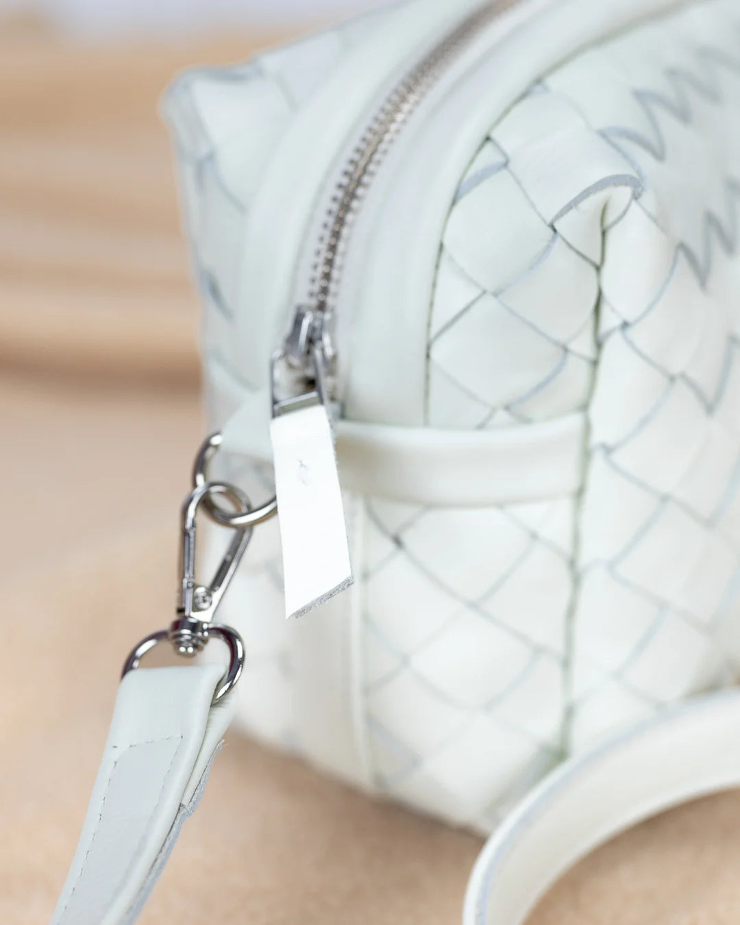 Calliope bag - Handwoven off white leather