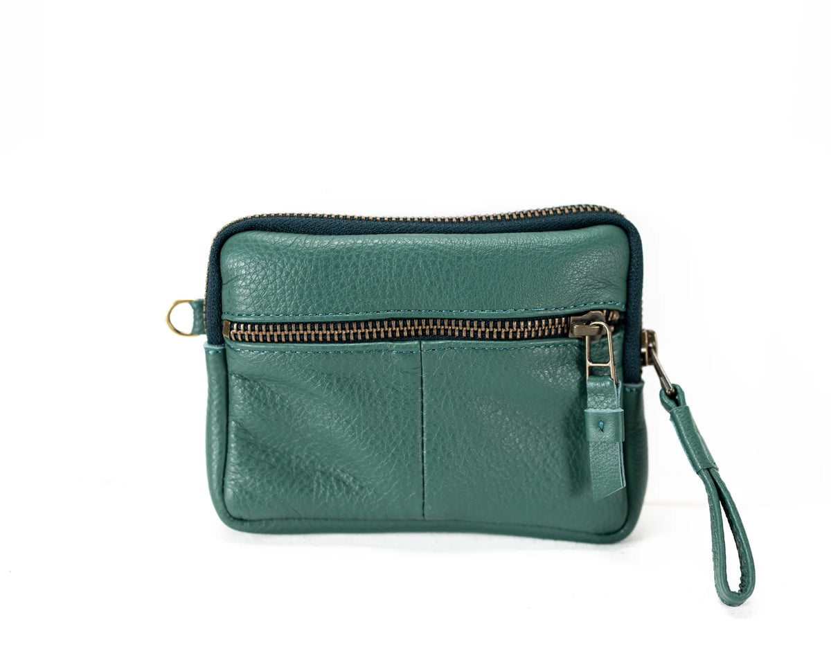 Antheia mini wallet - Petrol green leather