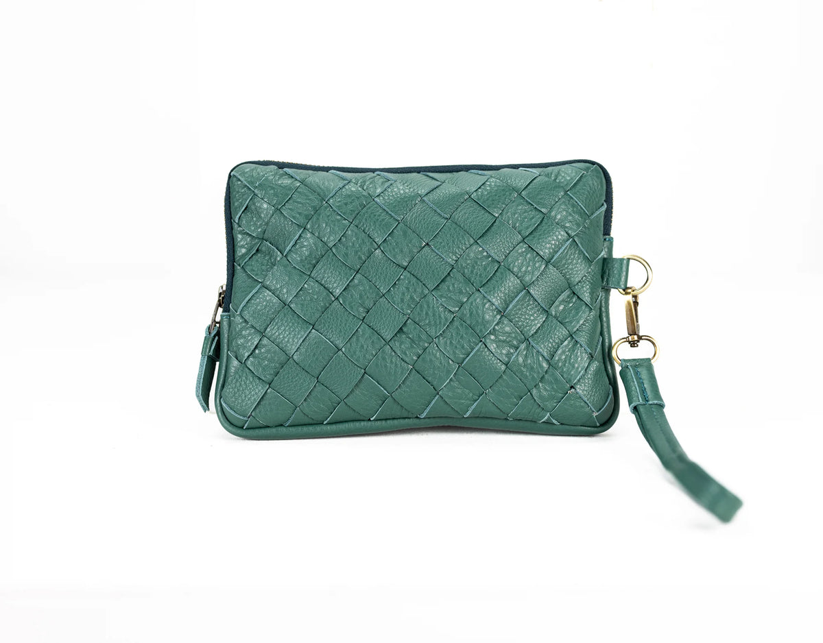 Antheia clutch wallet - Petrol green leather