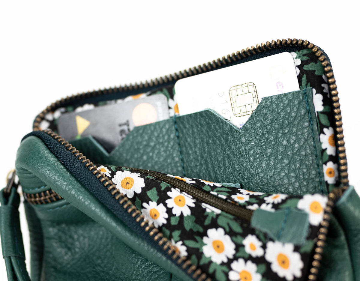 Antheia mini wallet - Petrol green leather