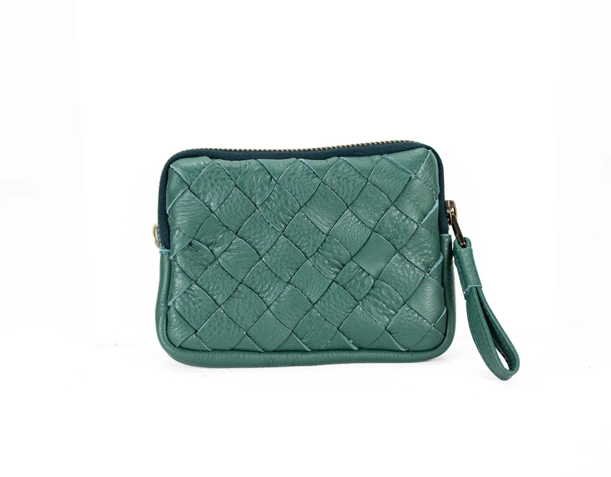 Antheia mini wallet - Petrol green leather