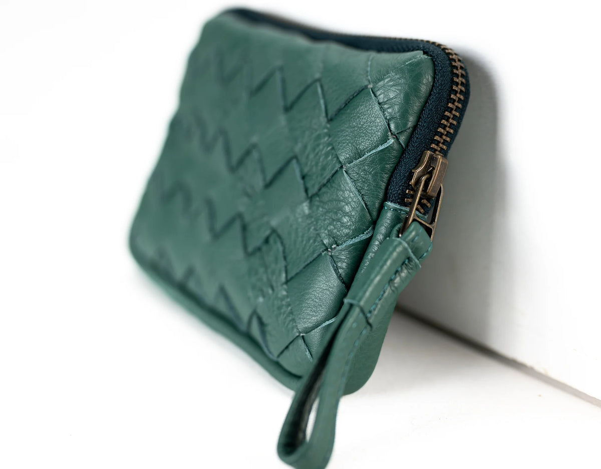 Antheia mini wallet - Petrol green leather