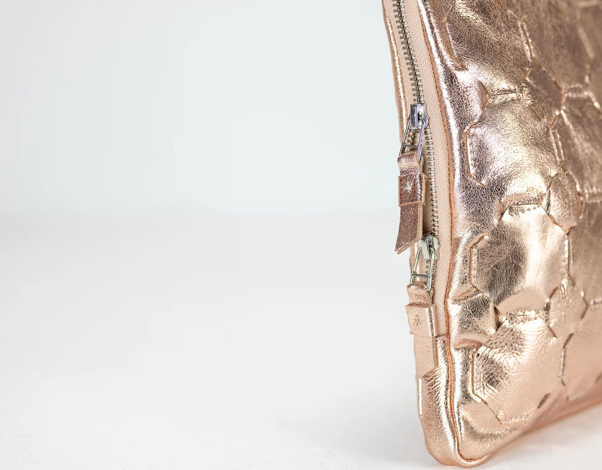 Athena Laptop Clutch - Rose Gold leather