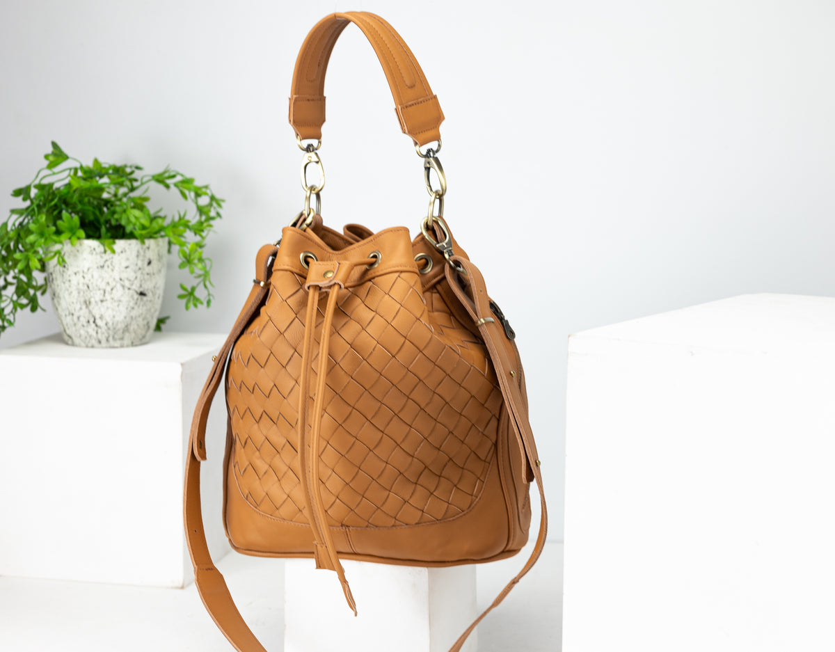 Danae bag - Tabac Brown handwoven leather