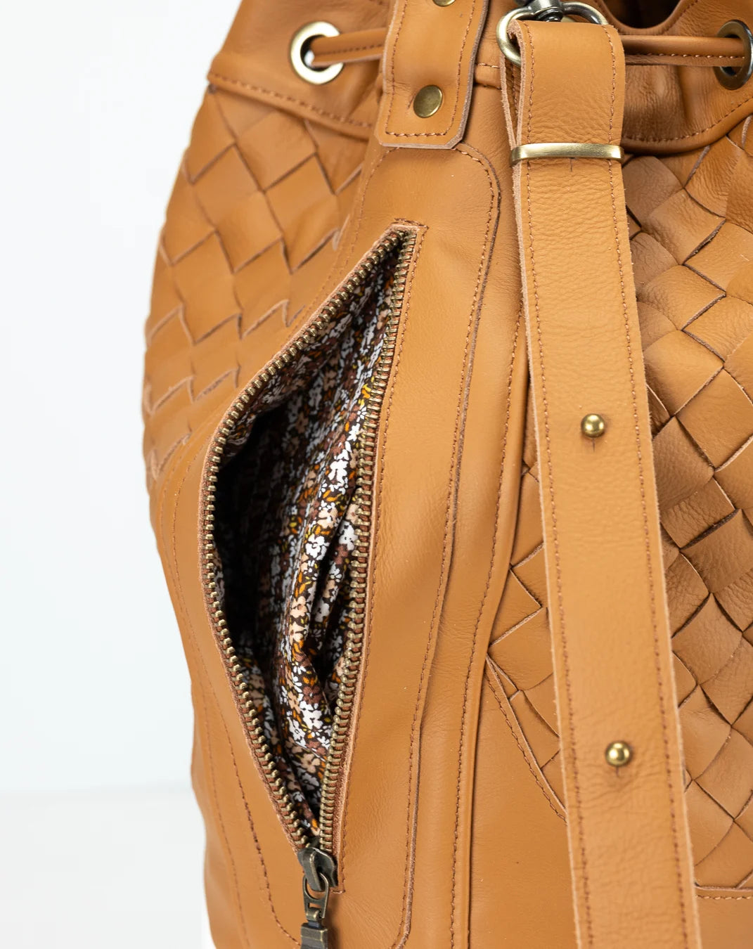 Danae bag - Tabac Brown handwoven leather