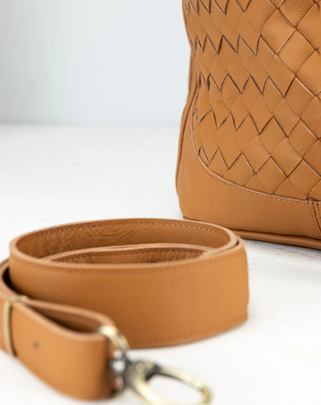 Danae bag - Tabac Brown handwoven leather