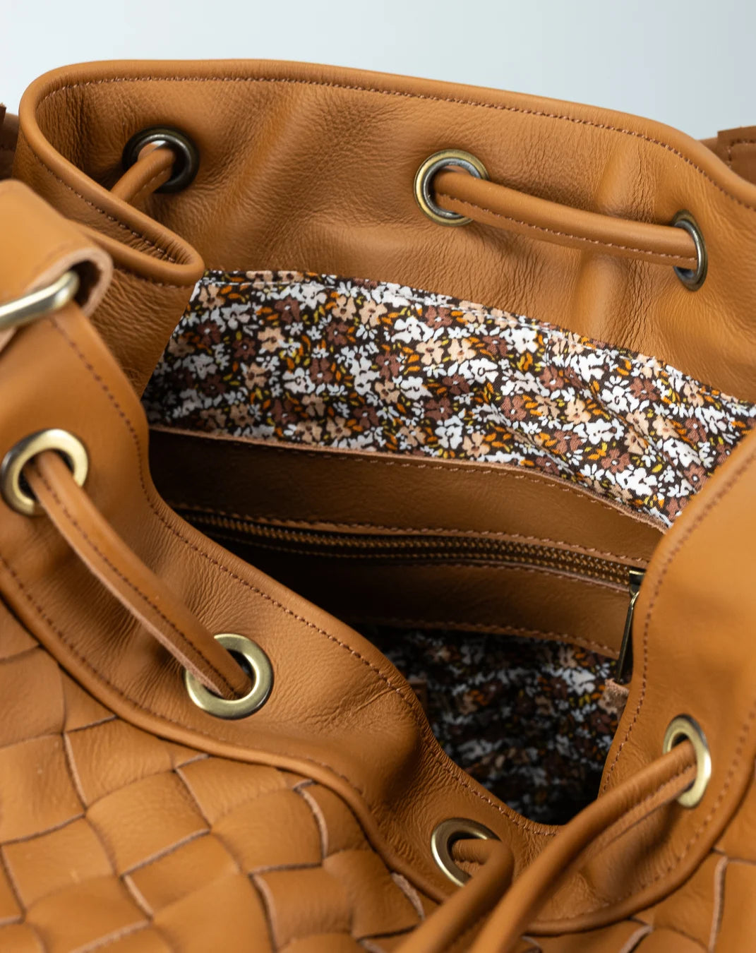 Danae bag - Tabac Brown handwoven leather