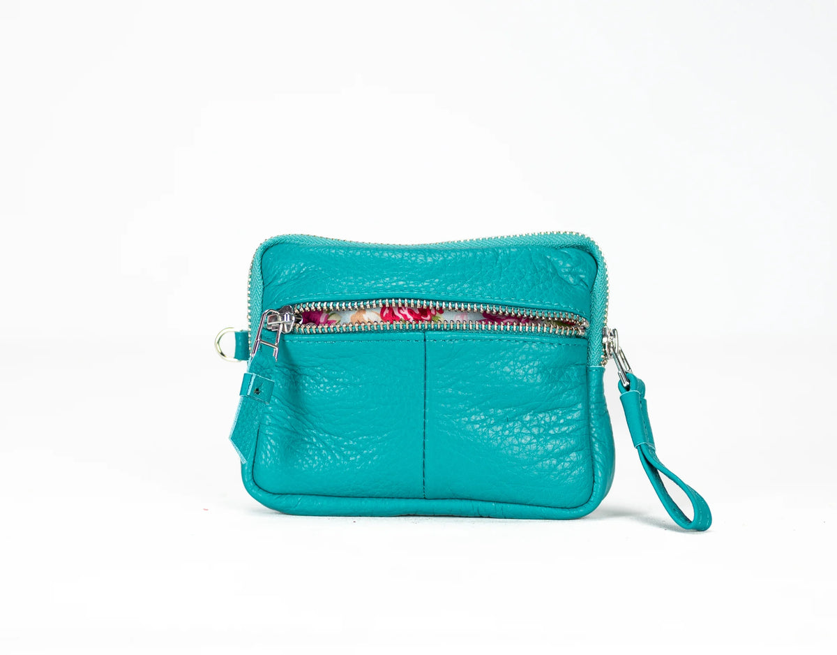 Antheia mini wallet - Turquoise leather