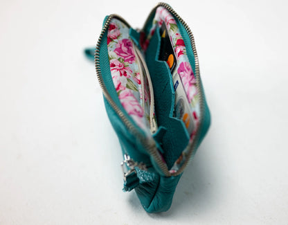 Antheia Mini wallet - Turquoise Leather