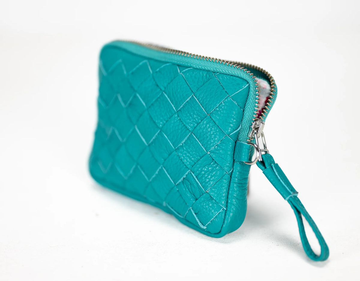 Antheia mini wallet - Turquoise leather