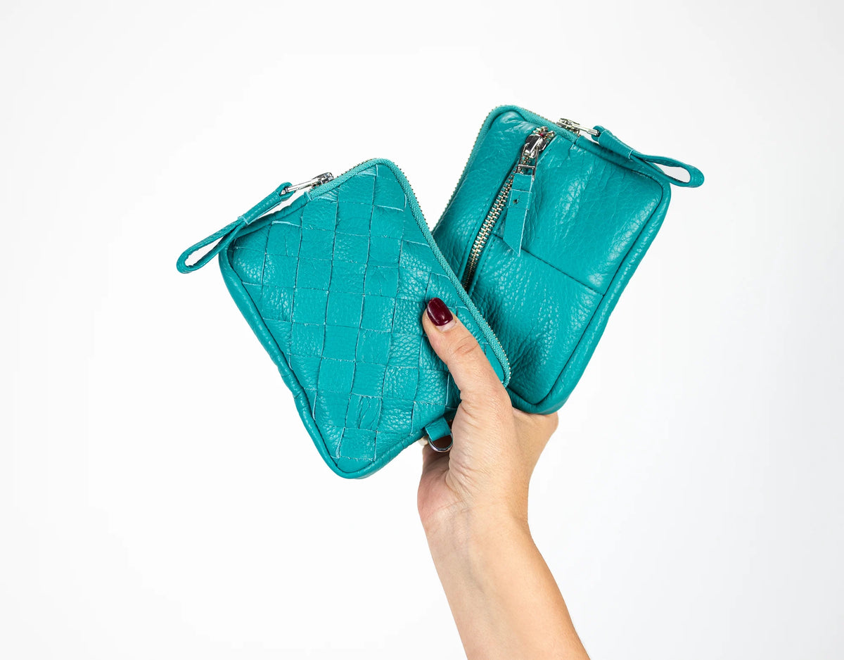 Antheia mini wallet - Turquoise leather