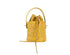 yellow leather handwoven mini bucket bag