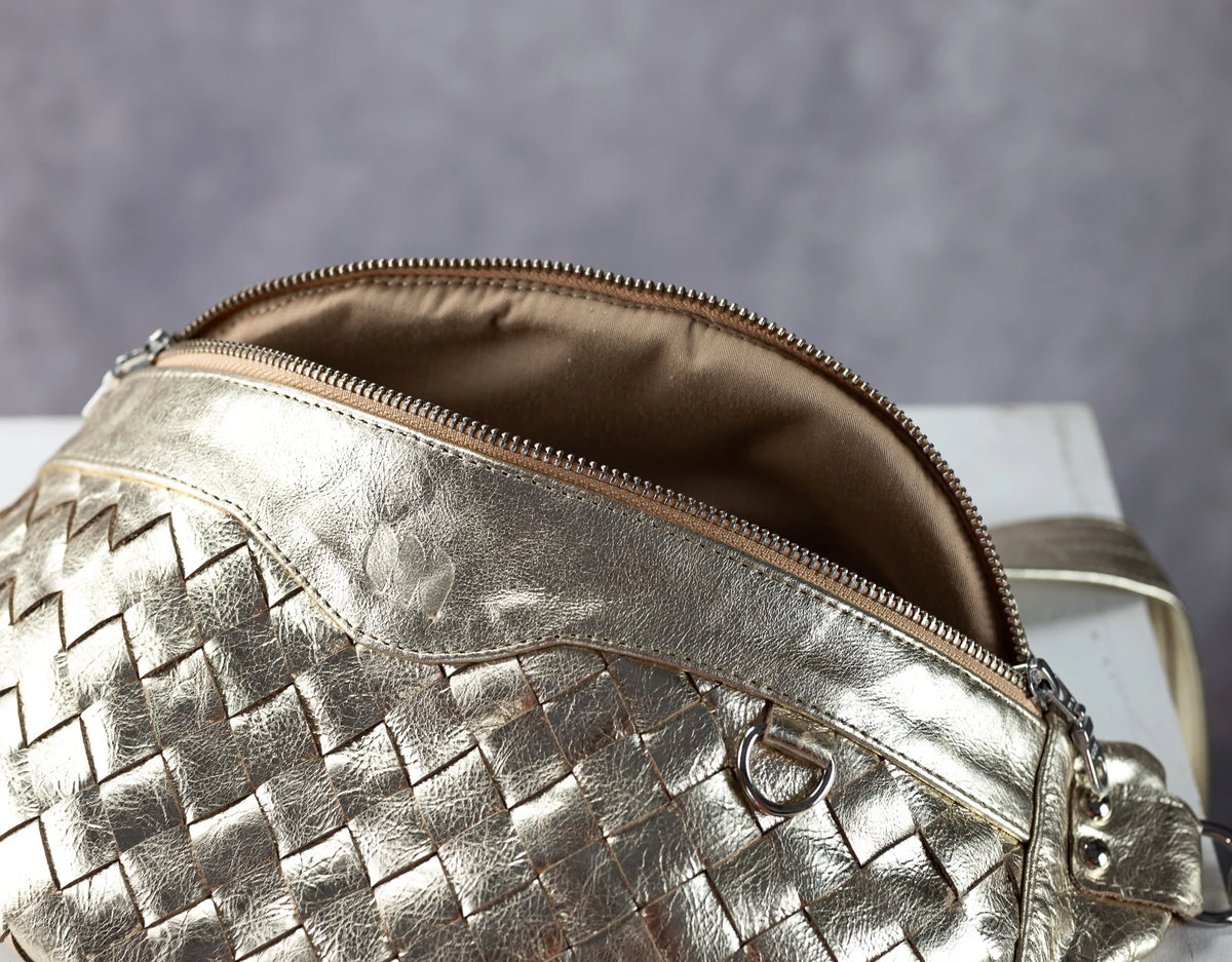 Haris fanny pack - Yellow Gold handwoven leather