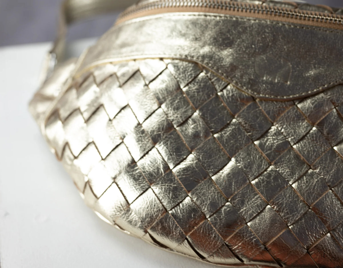 Haris fanny pack - Yellow Gold handwoven leather
