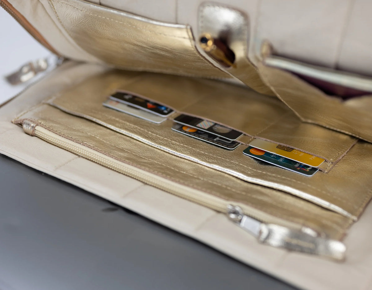 Athena Laptop Clutch - Yellow Gold leather