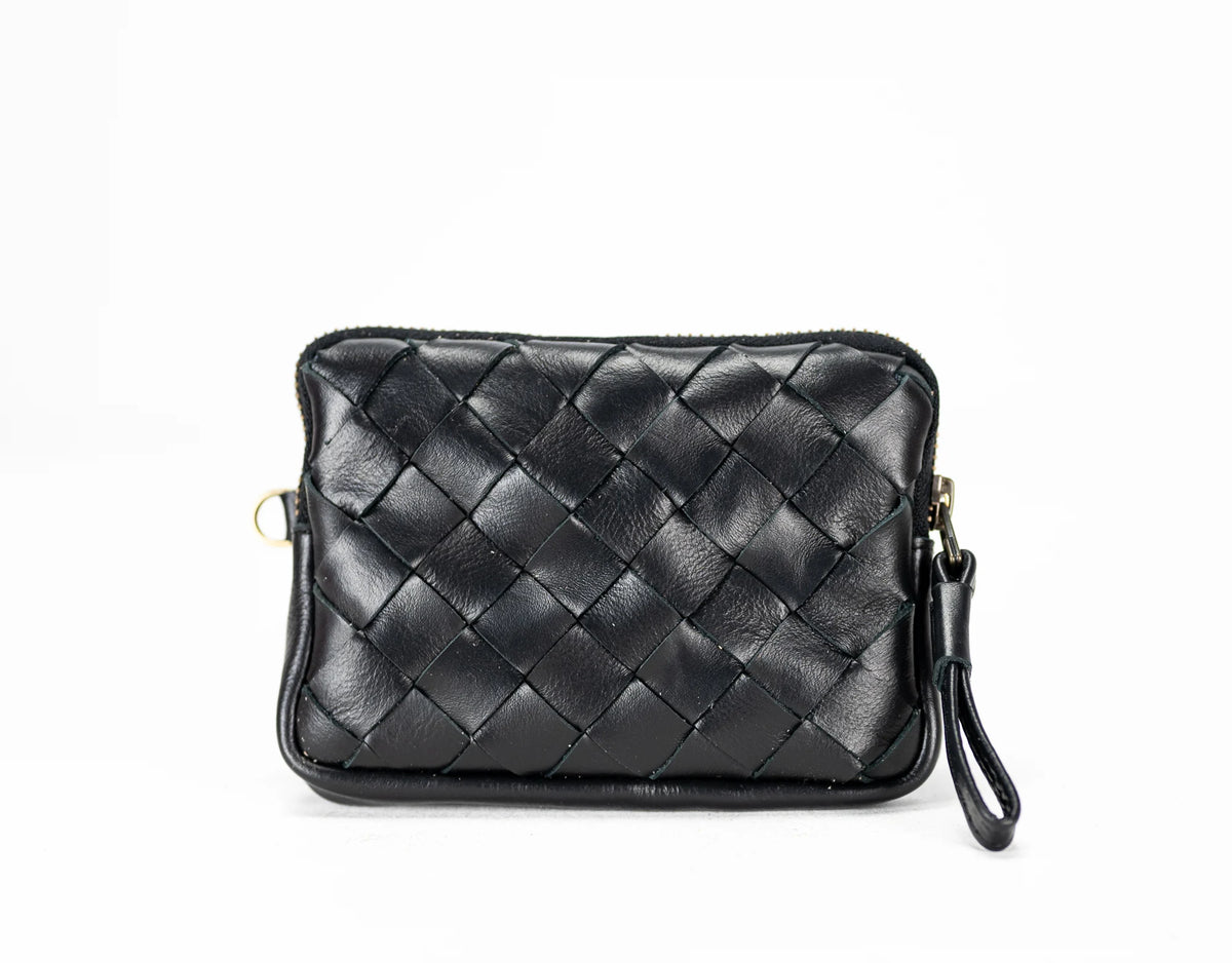 Antheia mini wallet - Black leather
