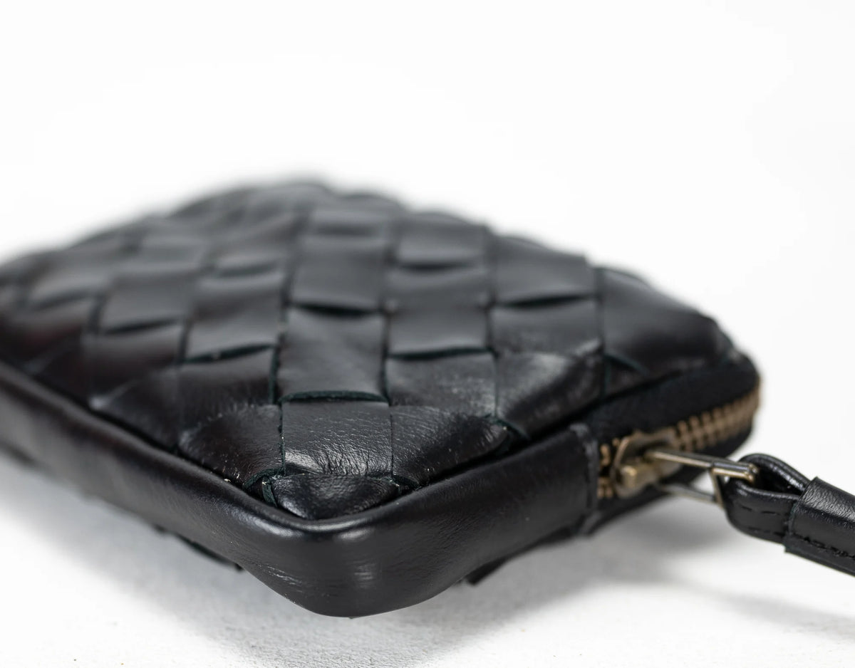 Antheia mini wallet - Black leather