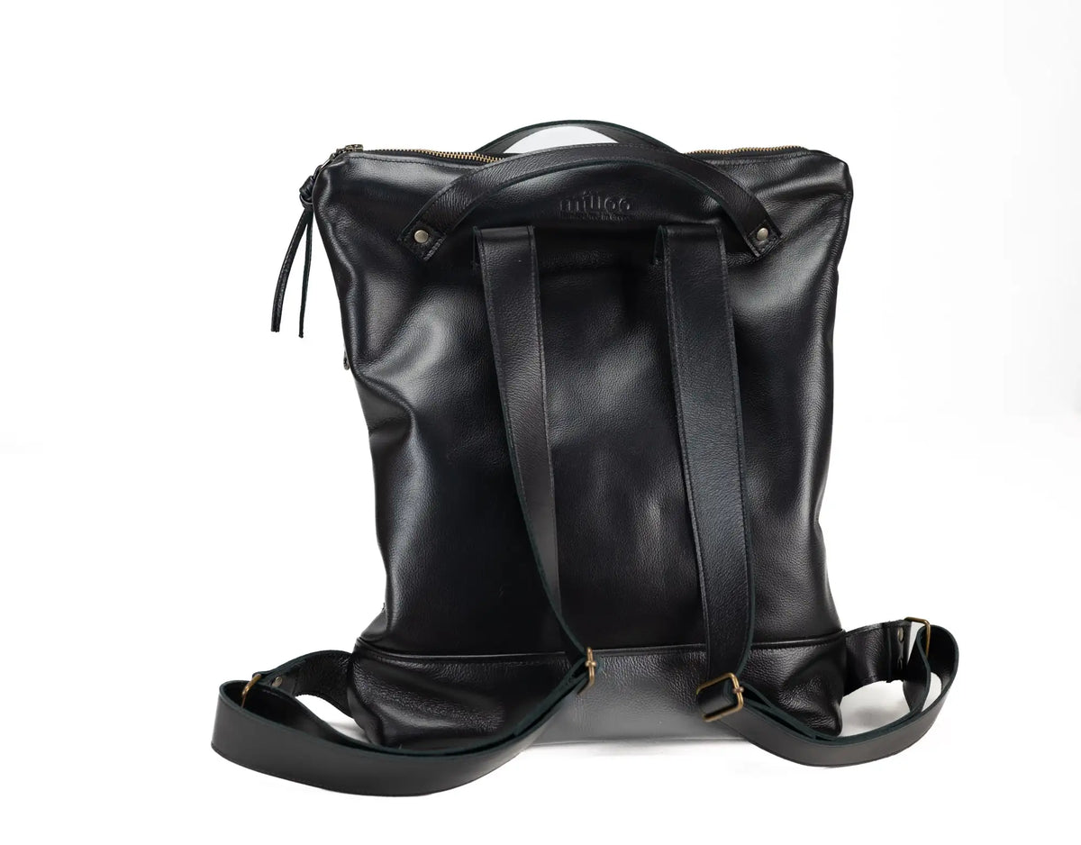  Σακίδιο Πλάτης Minos - Μαύρο πλεκτό δέρμα