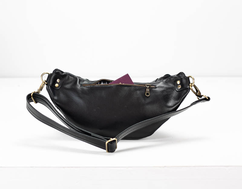 Haris fanny pack - Black handwoven leather - milloobags