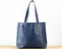Blue leather tote bag