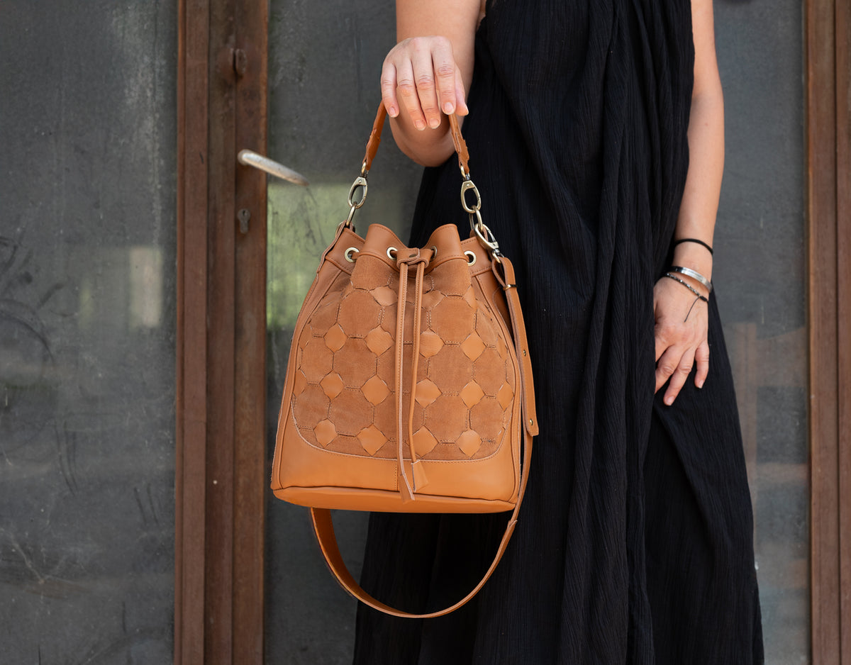 Danae bag - Brown handwoven leather