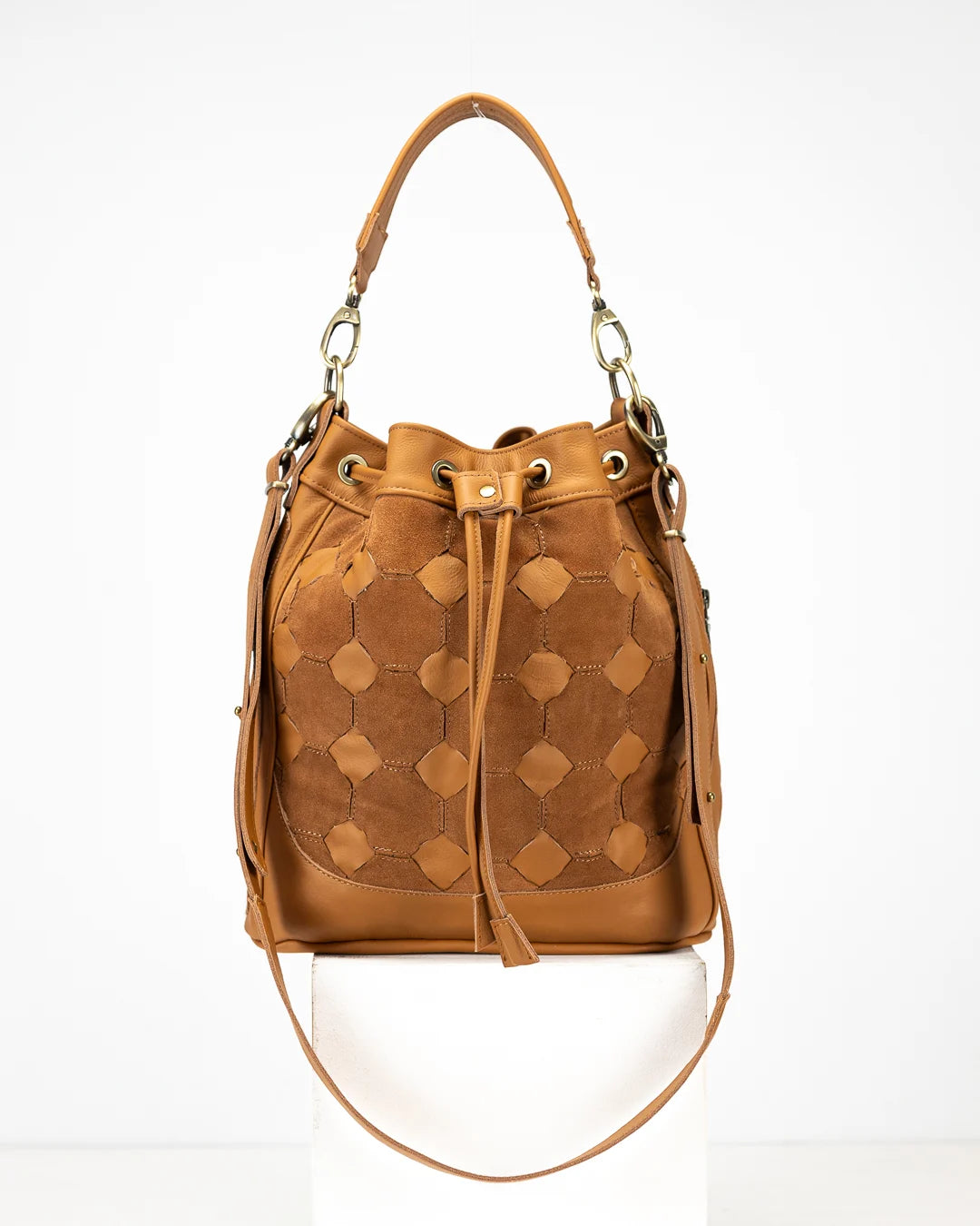 Danae bag - Brown handwoven leather