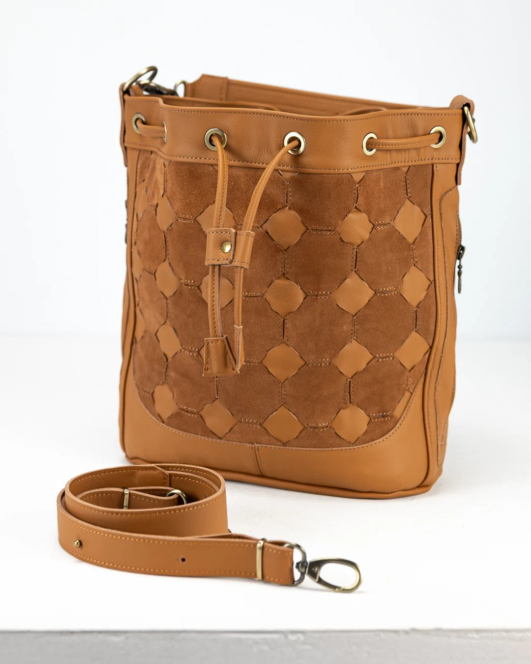 Danae bag - Brown handwoven leather