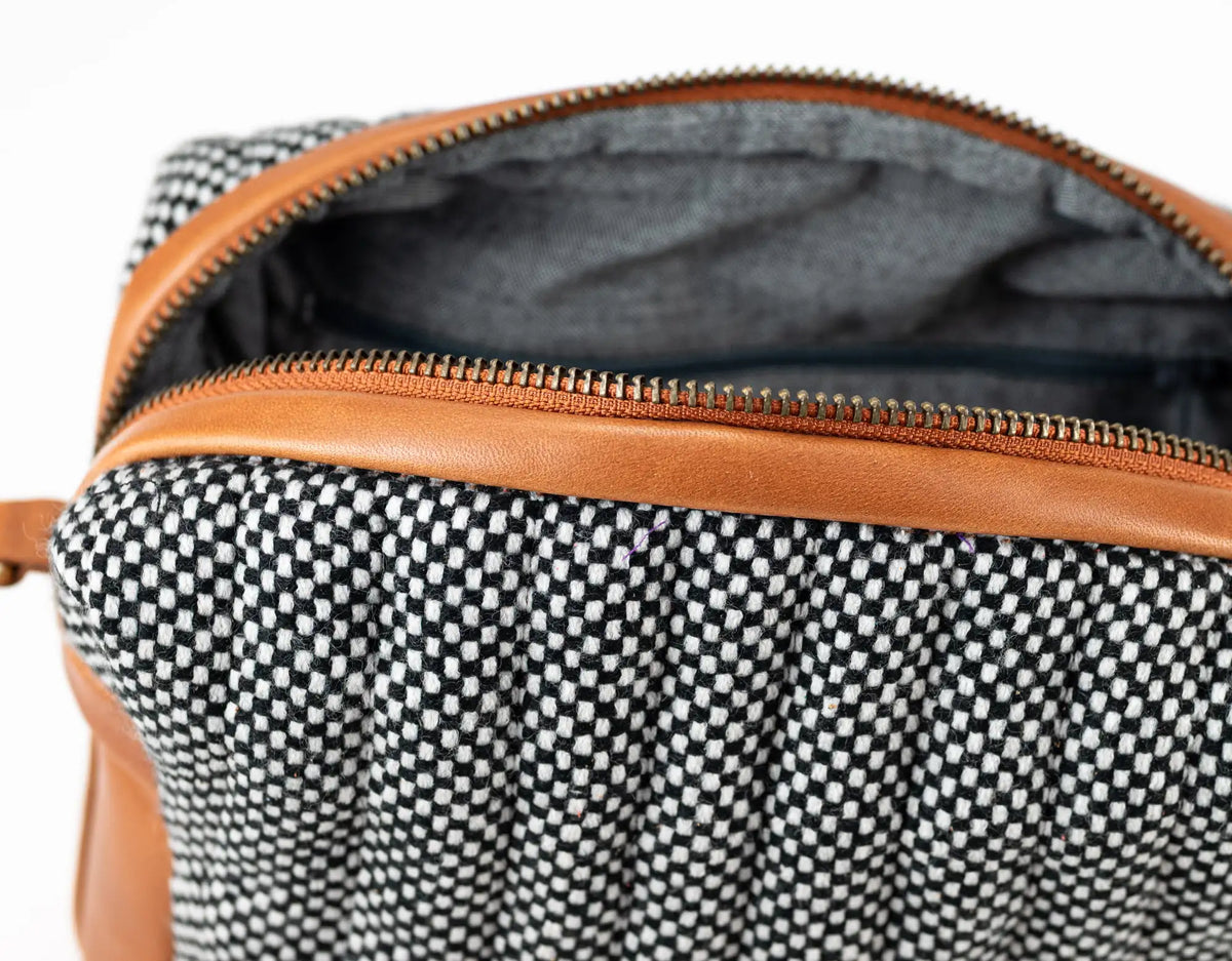Calliope bag - Leather and Checkered cotton