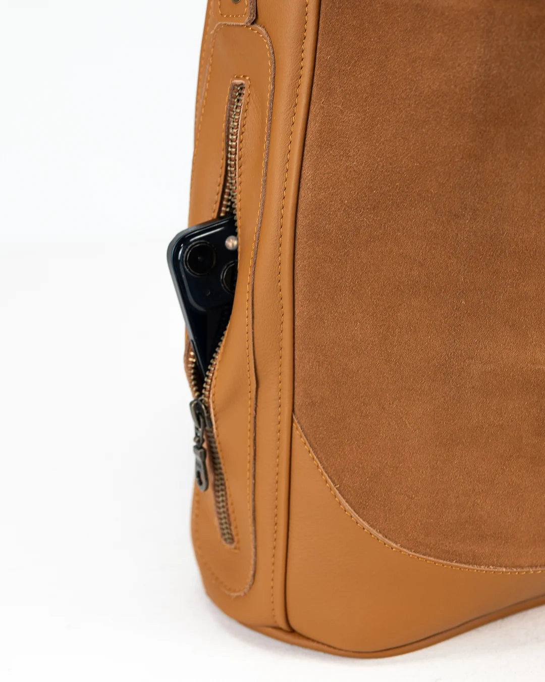 Danae bucket bag - Brown suede leather