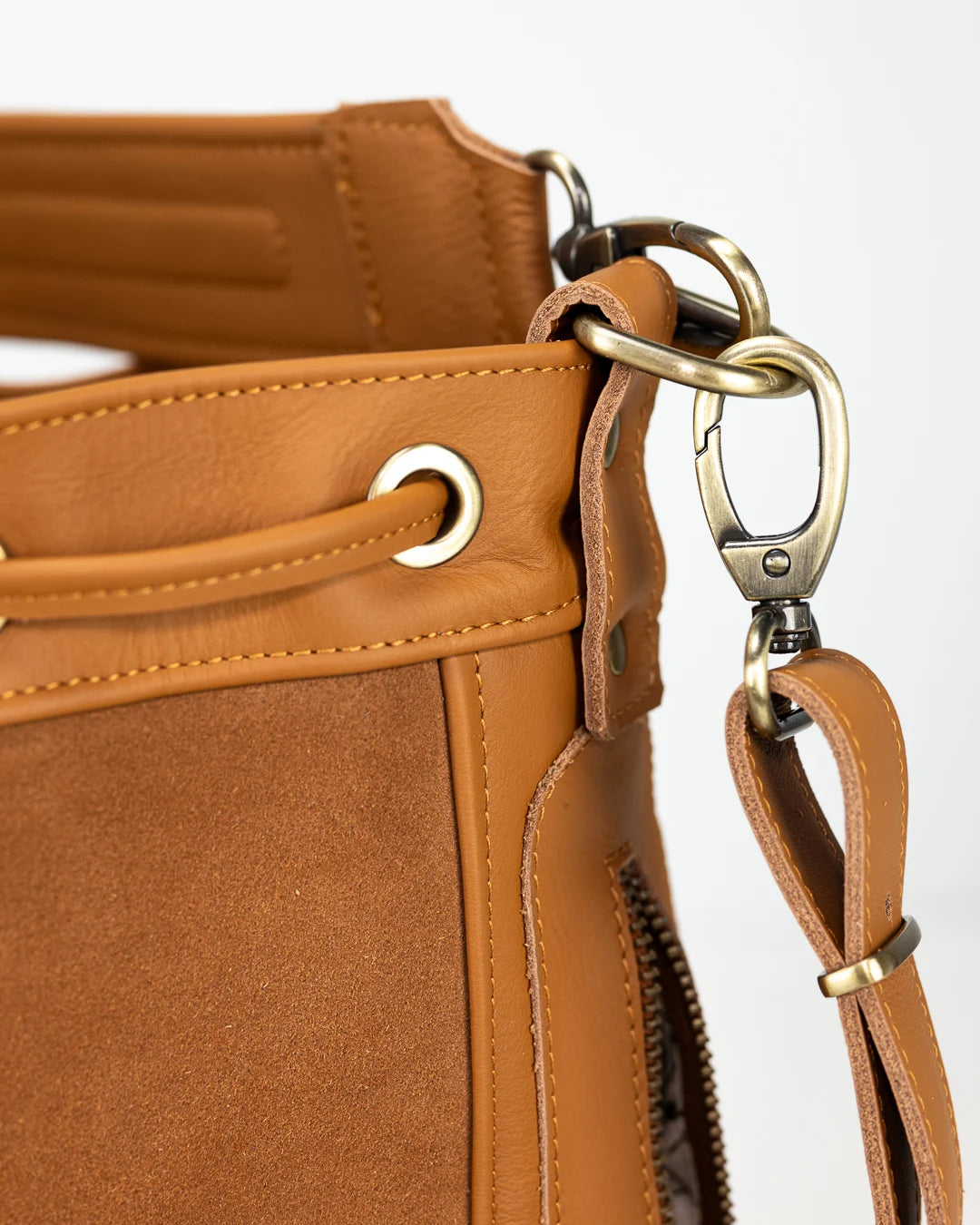 Danae bucket bag - Brown suede leather