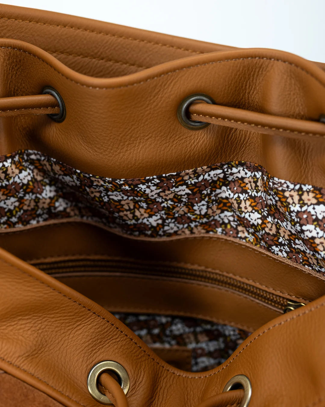 Danae bucket bag - Brown suede leather