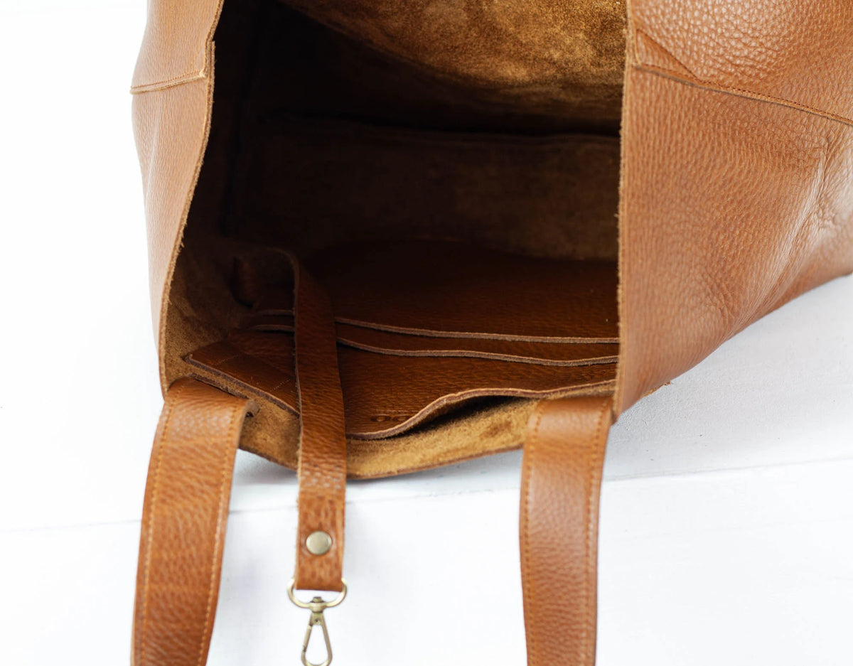 Τσάντα tote Calisto - Καφέ δέρμα