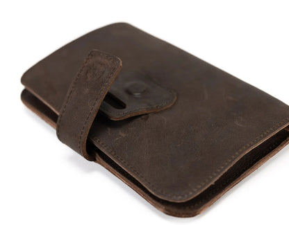 Brown leather wallet on a white background