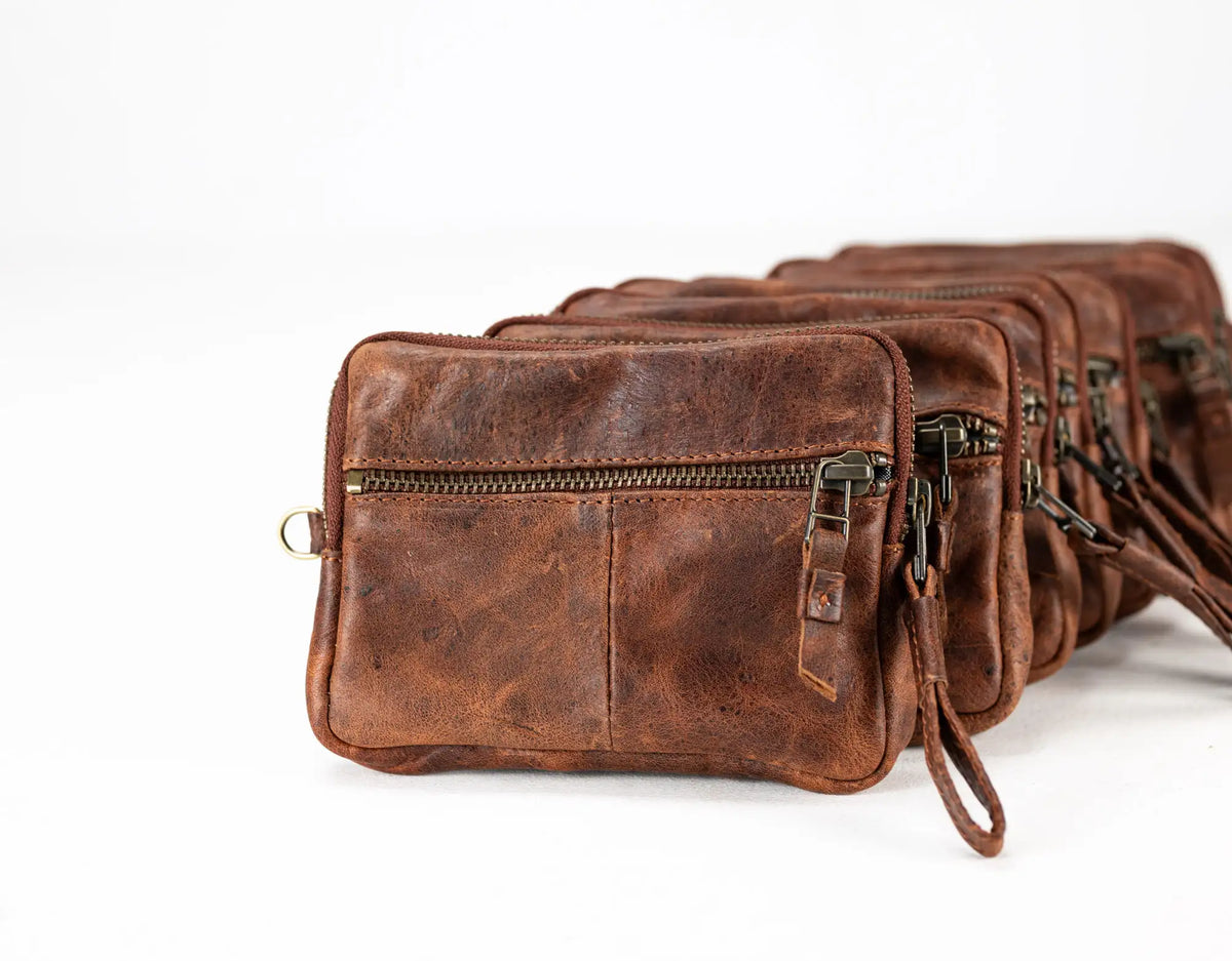 Antheia mini wallet - Brown vintage leather