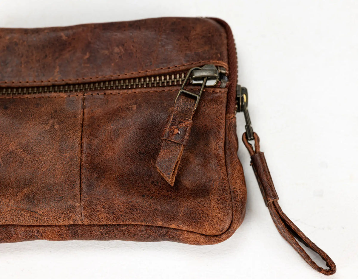 Antheia mini wallet - Brown vintage leather