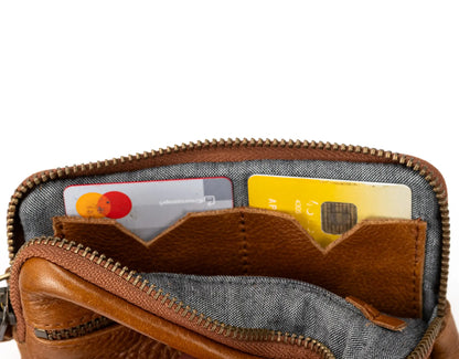 Antheia Mini wallet - Brown Leather
