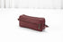 Maroon leather pouch with zipper on a white background