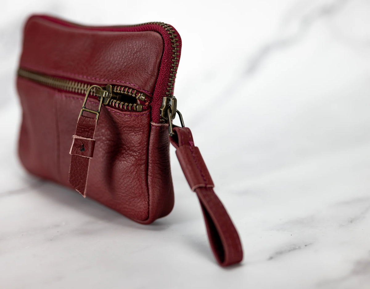Antheia mini wallet - Burgundy leather