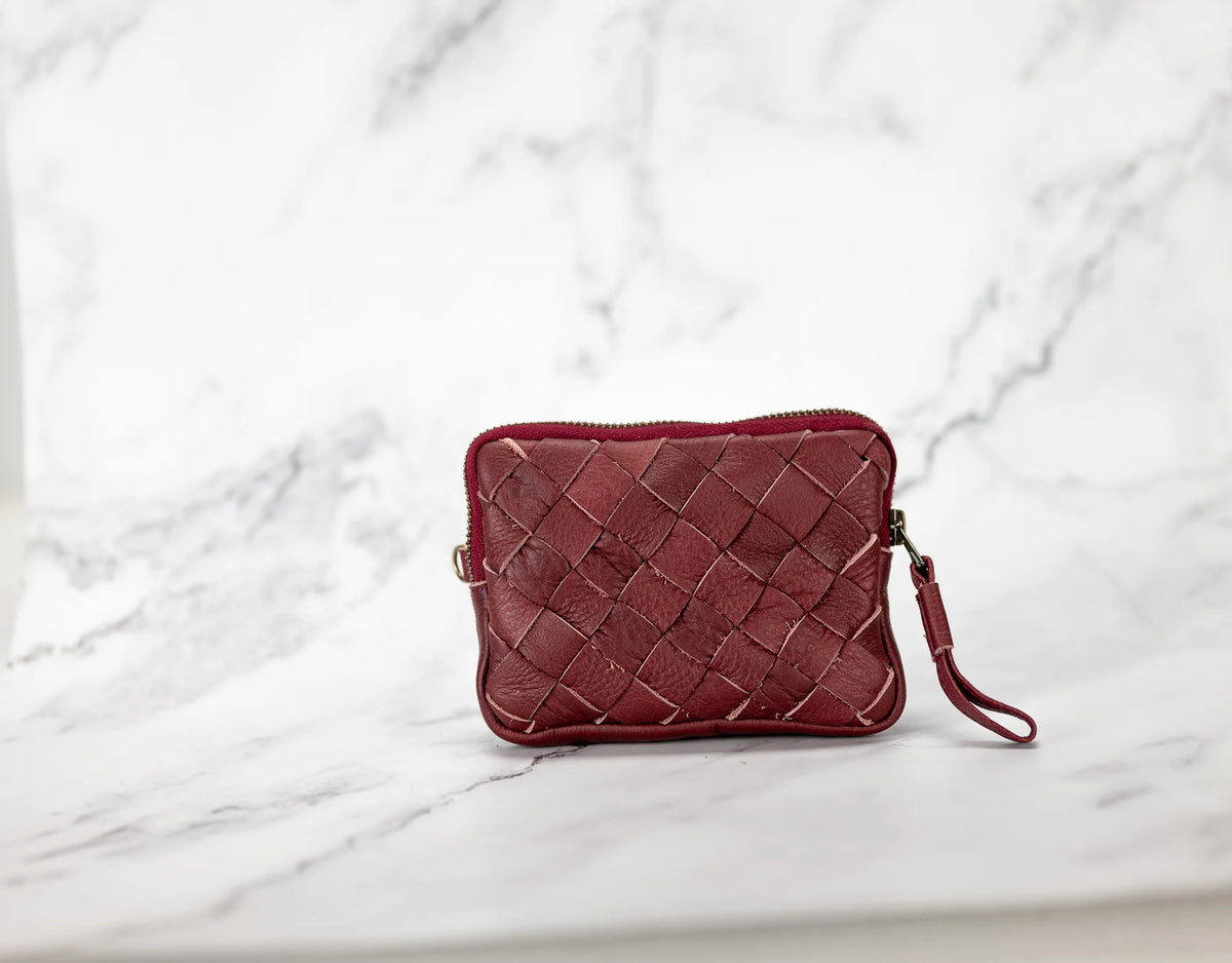 Antheia mini wallet - Burgundy leather