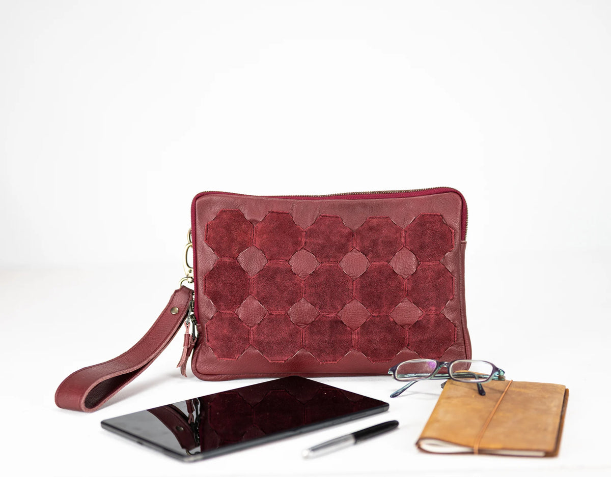 Athena Tablet Clutch - Burgundy
