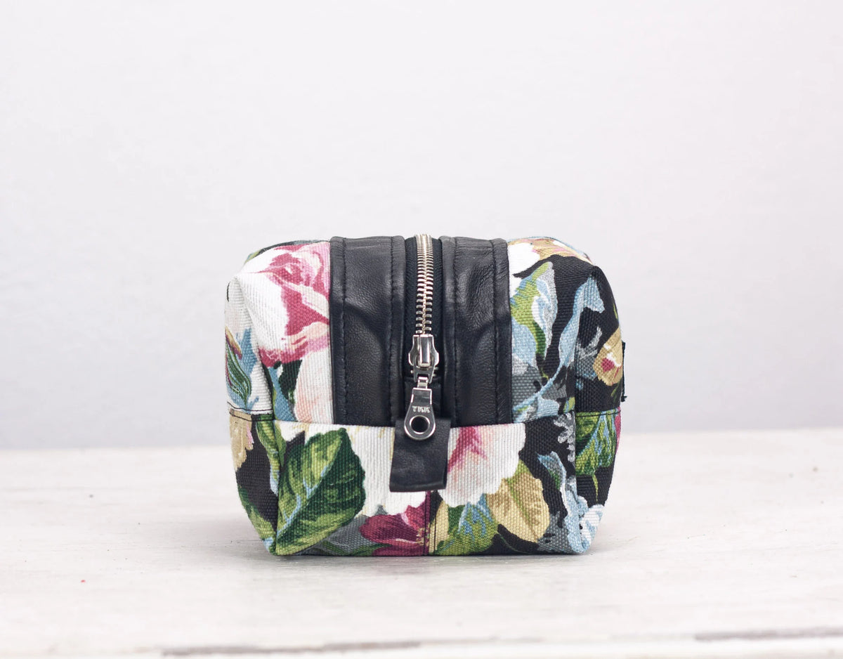 Cube case - Floral canvas and Black leather