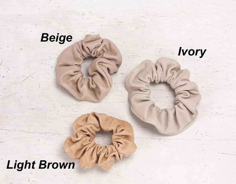 Genuine leather scrunchies - Earth tone colors - milloobags