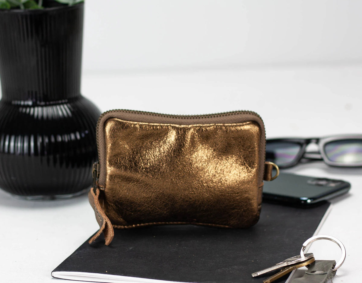 Myrto wallet - Bronze, Silver or Gold coated leather